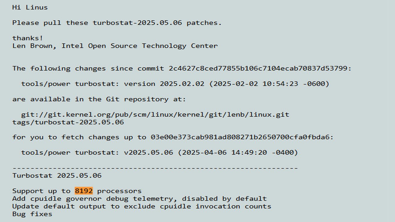Turbostat, 8.192 Çekirdekle Linux İzleme Kapasitesini Artırıyor!